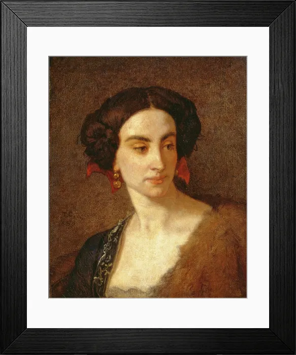 Framed Print : Female head (Opera Singer Mademoiselle Poinsot), 1853. Creator: Couture, Thomas (1815-1879) Framed Print : Female head (Opera Singer Mademoiselle Poinsot), 1853. Creator: Couture, Thomas (1815-1879)