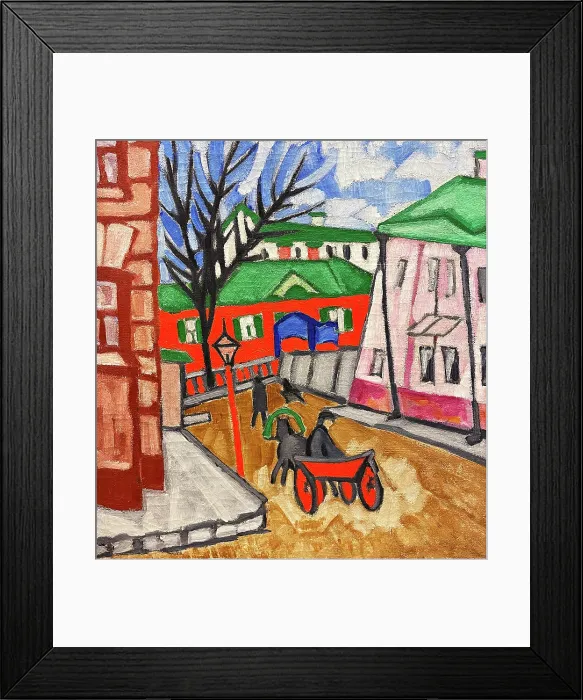 Framed Print : Cityscape (Landscape with a Coachman), 1910. Creator: Rozanova, Olga Vladimirovna (1886-1918) Framed Print : Cityscape (Landscape with a Coachman), 1910. Creator: Rozanova, Olga Vladimirovna (1886-1918)