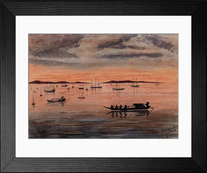 Framed Print : Singapore: sunset over the harbour, 1879. Creator: John Edmund Taylor