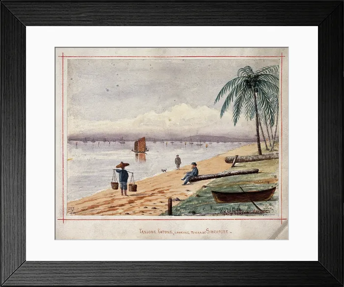 Framed Print : Singapore: view from the beach at Tanjong Katong, 1879. Creator: John Edmund Taylor Framed Print : Singapore: view from the beach at Tanjong Katong, 1879. Creator: John Edmund Taylor