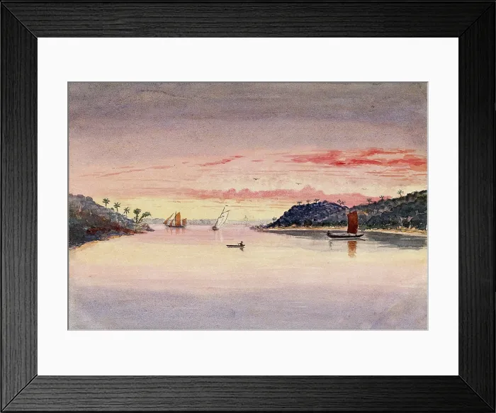 Framed Print : Singapore: evening view of the entrance to the harbour, 1879. Creator: John Edmund Taylor Framed Print : Singapore: evening view of the entrance to the harbour, 1879. Creator: John Edmund Taylor