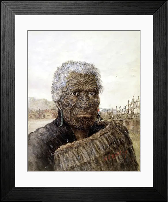 Framed Print : Te Kuha: a carver and warrior, c1860s. Creator: Major HG Robley Framed Print : Te Kuha: a carver and warrior, c1860s. Creator: Major HG Robley
