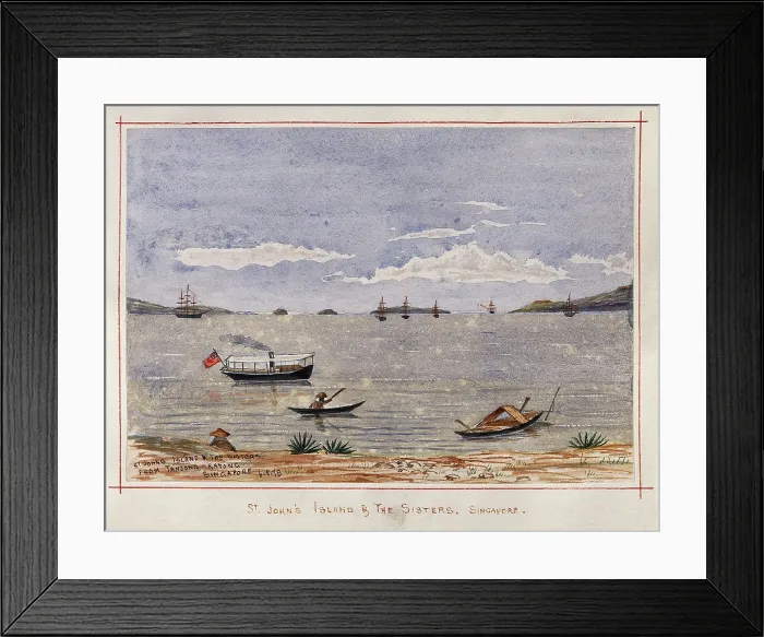Framed Print : Singapore: St John's Island and The Sisters from the beach at Tanjong Katong, 1879. Creator: John Edmund Taylor. Singapore: St John's Island and The Sisters from the beach at Tanjong Katong, 1879. Creator: John Edmund Taylor Framed Print : Singapore: St John's Island and The Sisters from the beach at Tanjong Katong, 1879. Creator: John Edmund Taylor. Singapore: St John's Island and The Sisters from the beach at Tanjong Katong, 1879. Creator: John Edmund Taylor