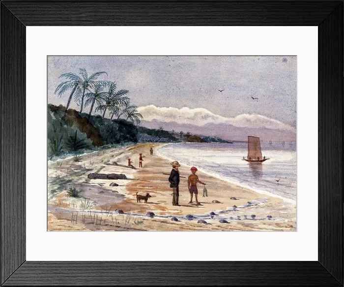 Framed Print : Singapore: view along the beach by Singlap, 1879. Creator: John Edmund Taylor Framed Print : Singapore: view along the beach by Singlap, 1879. Creator: John Edmund Taylor