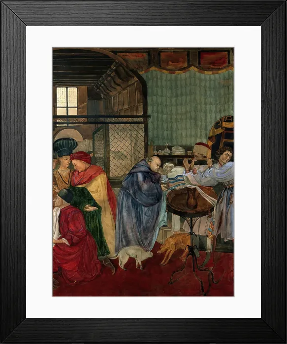 Framed Print : Hospital of Santa Maria della Scala, Siena: a monk receiving the confession of a dying man, c1912. Creator: Unknown Framed Print : Hospital of Santa Maria della Scala, Siena: a monk receiving the confession of a dying man, c1912. Creator: Unknown
