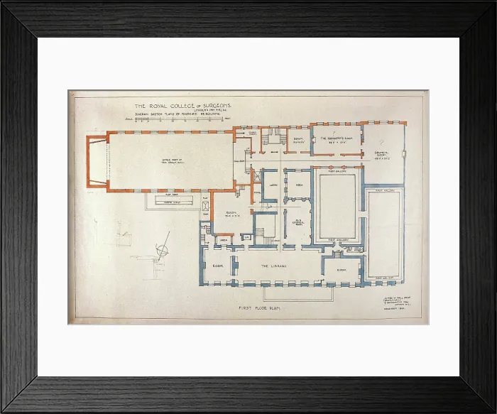 Framed Print : Proposed rebuilding of the Royal College of Surgeons of England: plan of first floor, 1944. Creators: Unknown, Alner W Hall Framed Print : Proposed rebuilding of the Royal College of Surgeons of England: plan of first floor, 1944. Creators: Unknown, Alner W Hall