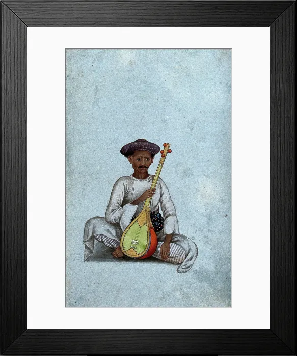 Framed Print : A musician holding a sitar, (between 1800 and 1899?). Creator: Unknown Framed Print : A musician holding a sitar, (between 1800 and 1899?). Creator: Unknown