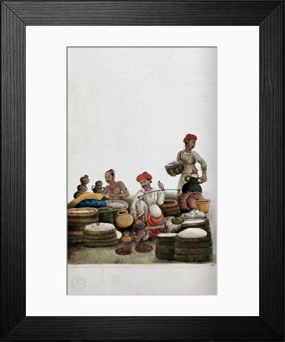 Framed Print : Delhi: selling rice in a bazaar, (between 1800 and 1899?). Creator: Unknown