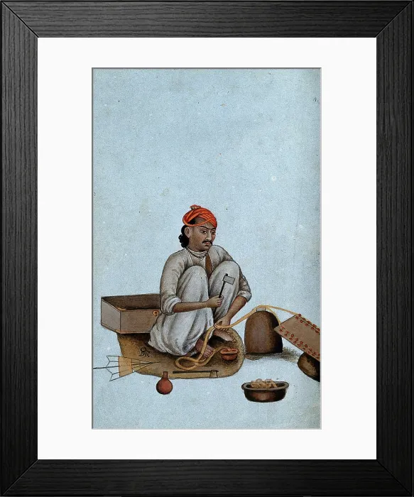 Framed Print : Delhi: a goldsmith at work, (between 1800 and 1899?). Creator: Unknown