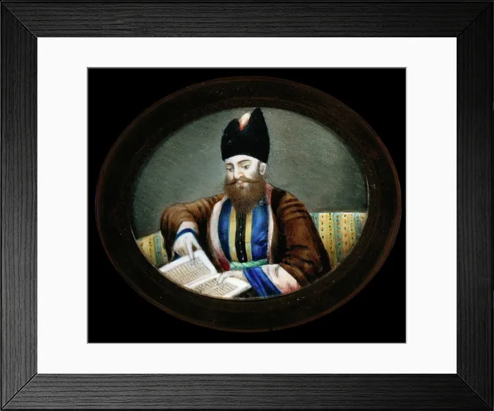 Framed Print : An Indian (?) man seated, reading a book. Creator: Unknown Framed Print : An Indian (?) man seated, reading a book. Creator: Unknown