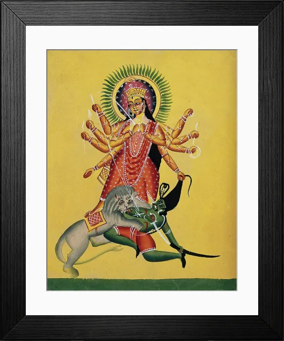 Framed Print : Durga kills the demon, c1890. Creator: Unknown Framed Print : Durga kills the demon, c1890. Creator: Unknown