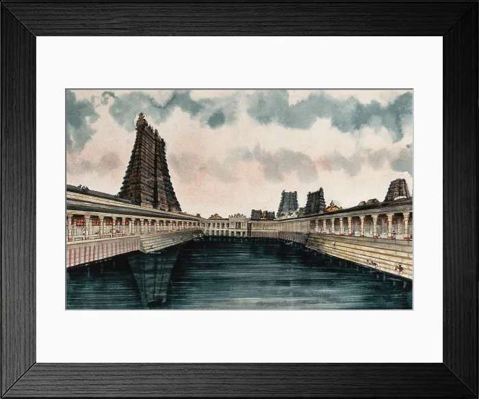 Framed Print : Madurai: the Golden Lotus tank, the temple tank at the Meenakshi -...(between 1800 & 1899?). Creator: Unknown Framed Print : Madurai: the Golden Lotus tank, the temple tank at the Meenakshi -...(between 1800 & 1899?). Creator: Unknown