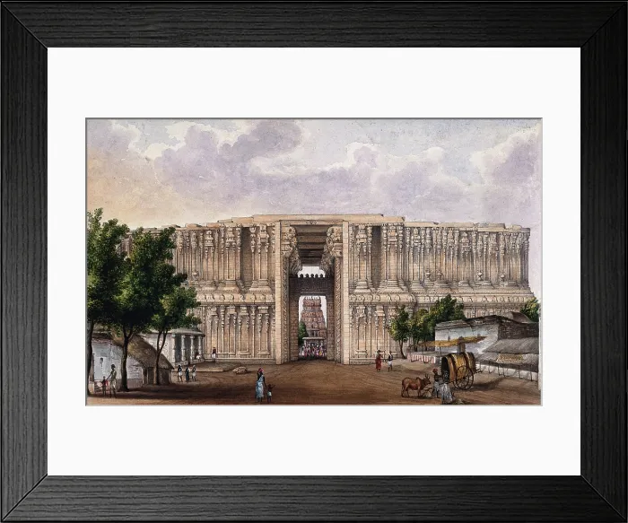 Framed Print : Trichy: first gate at the temple dedicated to Lord Vishnu at Srirangham, (between 1800 and 1899?). Creator: Unknown Framed Print : Trichy: first gate at the temple dedicated to Lord Vishnu at Srirangham, (between 1800 and 1899?). Creator: Unknown
