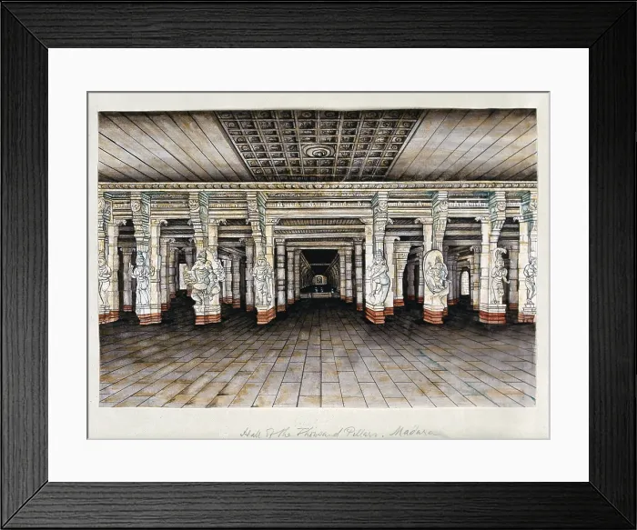 Framed Print : Madurai: the hall of a thousand pillars in the Meenakshi temple complex...(between 1800 and 1899?). Creator: Unknown Framed Print : Madurai: the hall of a thousand pillars in the Meenakshi temple complex...(between 1800 and 1899?). Creator: Unknown