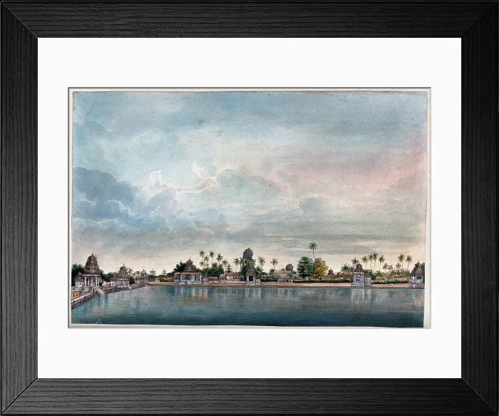 Framed Print : Combaconum: the holy tank at the Shiva temple in Combaconum, south west view, (between 1800 & 1899?) Creator: Unknown Framed Print : Combaconum: the holy tank at the Shiva temple in Combaconum, south west view, (between 1800 & 1899?) Creator: Unknown