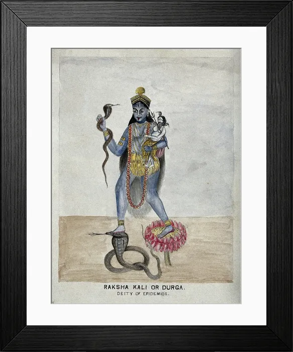 Framed Print : Raksha Kali, a form of the goddess Parvati worshipped for protection against epidemics and drought. Creator: Unknown Framed Print : Raksha Kali, a form of the goddess Parvati worshipped for protection against epidemics and drought. Creator: Unknown