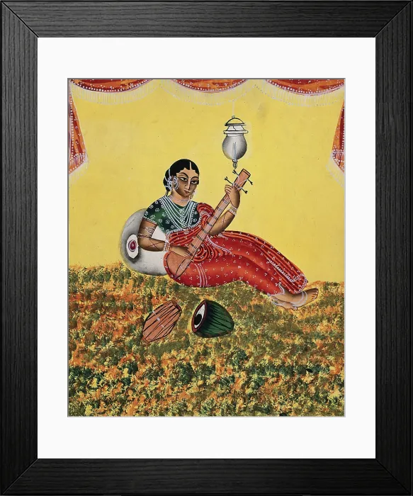 Framed Print : A courtesan playing a sitar, c1890. Creator: Unknown Framed Print : A courtesan playing a sitar, c1890. Creator: Unknown