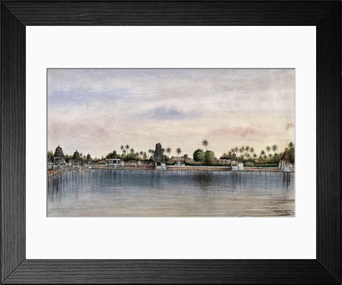 Framed Print : Comnaconum: sacred tank at the Shiva temple, (between 1800 and 1899?). Creator: Unknown Framed Print : Comnaconum: sacred tank at the Shiva temple, (between 1800 and 1899?). Creator: Unknown