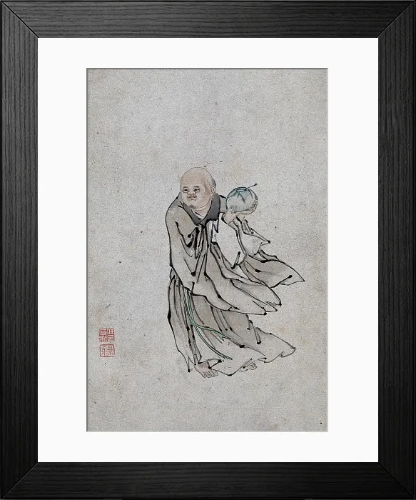 Framed Print : A Chinese man holding a bowl containing a spoon, (between 1800 and 1899?). Creator: Unknown Framed Print : A Chinese man holding a bowl containing a spoon, (between 1800 and 1899?). Creator: Unknown