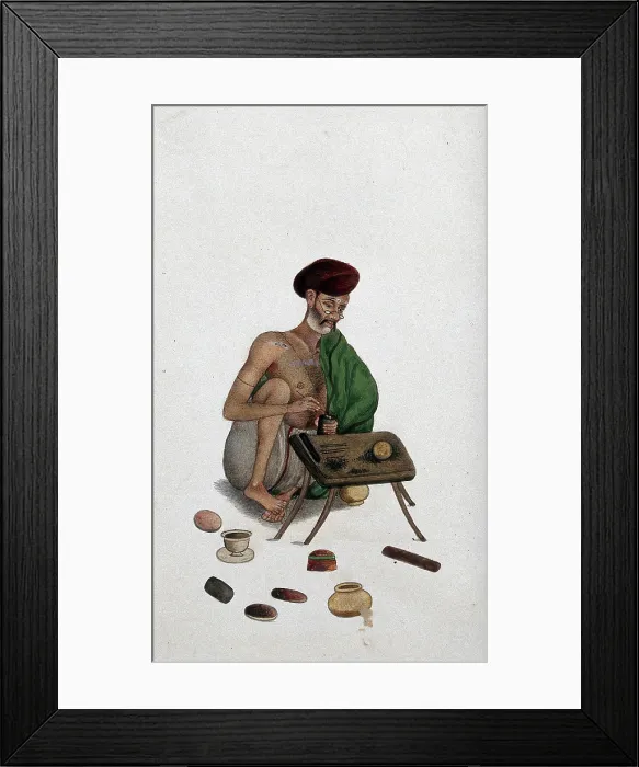 Framed Print : An Indian jeweller at work, (between 1800 and 1899?). Creator: Unknown Framed Print : An Indian jeweller at work, (between 1800 and 1899?). Creator: Unknown