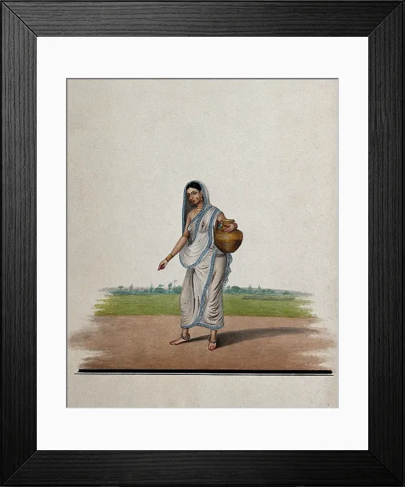 Framed Print : A woman carrying a brass utensil, (between 1800 and 1899?). Creator: Unknown Framed Print : A woman carrying a brass utensil, (between 1800 and 1899?). Creator: Unknown