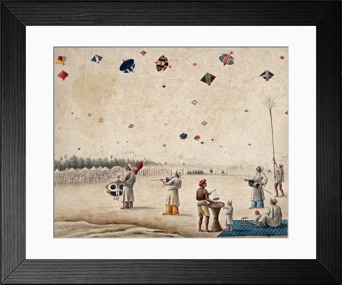 Framed Print : A kite flying festival, (between 1800 and 1899?). Creator: Unknown Framed Print : A kite flying festival, (between 1800 and 1899?). Creator: Unknown