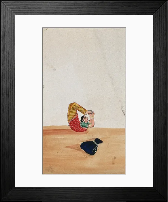 Framed Print : A woman acrobat with her belongings, (between 1800 and 1899?). Creator: Unknown Framed Print : A woman acrobat with her belongings, (between 1800 and 1899?). Creator: Unknown