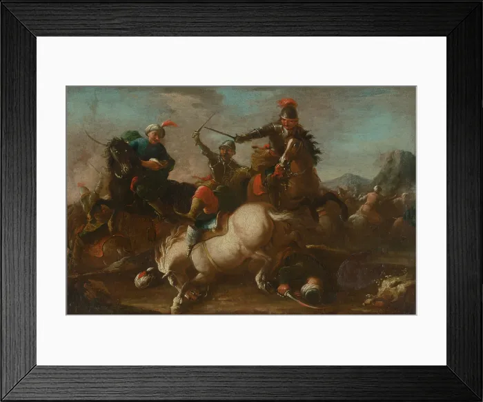 Framed Print : Battle Scene, 1748-1753. Creators: Unknown, Circle of August Querfurt Framed Print : Battle Scene, 1748-1753. Creators: Unknown, Circle of August Querfurt