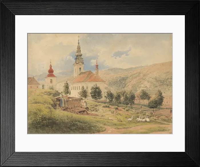 Framed Print : Village church, 1840. Creator: Jakob Alt Framed Print : Village church, 1840. Creator: Jakob Alt