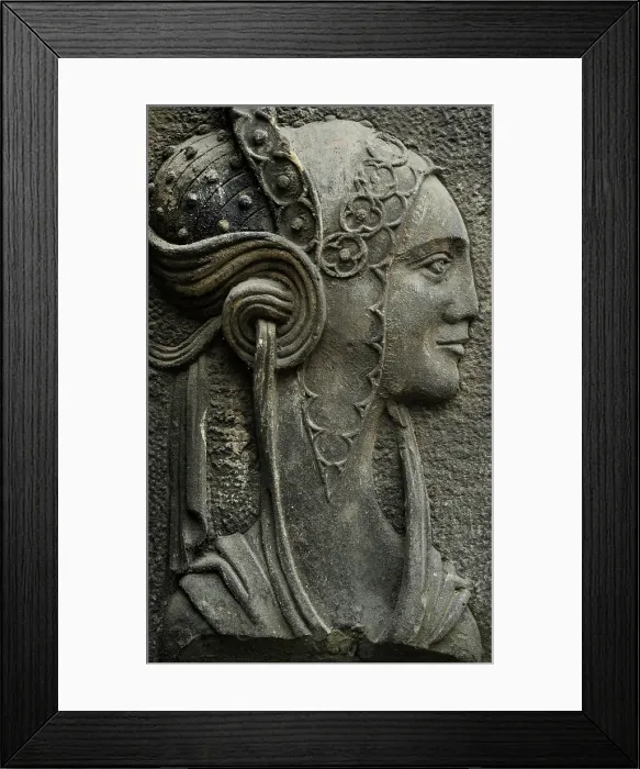 Framed Print : Relief of female figure in profile, house in the old Town, Gsansk, Poland, 2015. Creator: Unknown Framed Print : Relief of female figure in profile, house in the old Town, Gsansk, Poland, 2015. Creator: Unknown