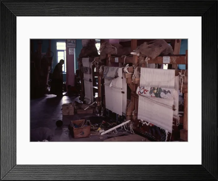 Framed Print : Tibetan refugee carpet project, Dharamsala, India, 1988. Creator: Amanda Waite