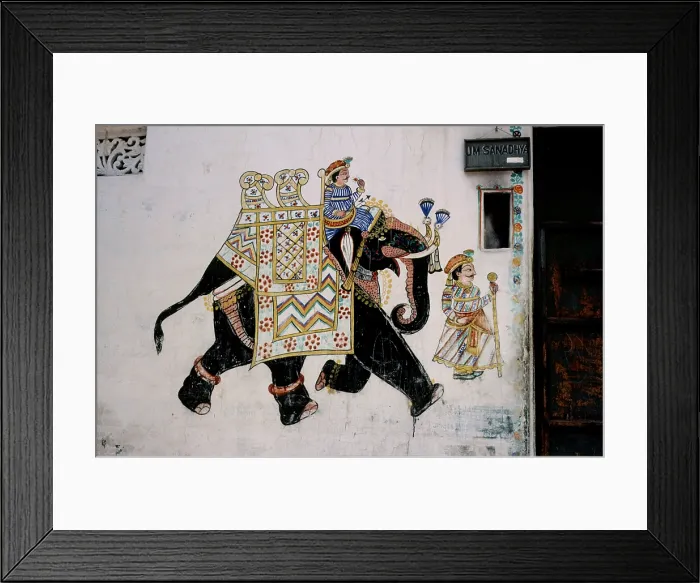 Framed Print : Elephant wall painting, Rajasthan, India, 1988. Creator: Amanda Waite Framed Print : Elephant wall painting, Rajasthan, India, 1988. Creator: Amanda Waite