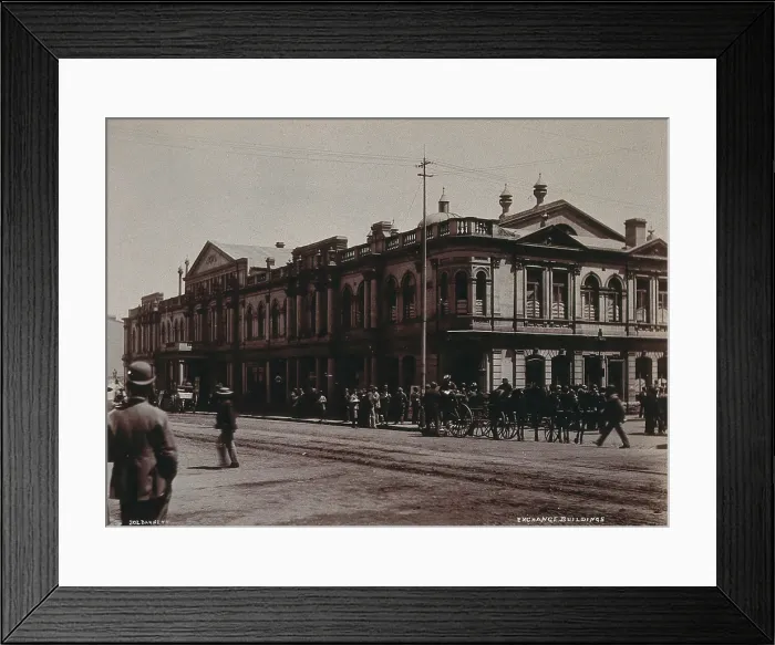 Framed Print : South Africa: the Exchange Buildings in Johannesburg, 1896. Creator: Barnett Framed Print : South Africa: the Exchange Buildings in Johannesburg, 1896. Creator: Barnett