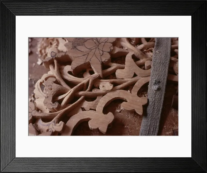 Framed Print : Tibetan refugee wood carving project, Dharamsala, India, 1988. Creator: Amanda Waite Framed Print : Tibetan refugee wood carving project, Dharamsala, India, 1988. Creator: Amanda Waite