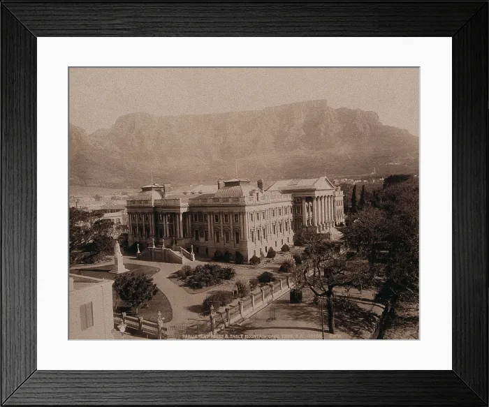 Framed Print : Cape Town, South Africa: Parliament House with Table Mountain behind, 1896. Creator: George Washington Wilson