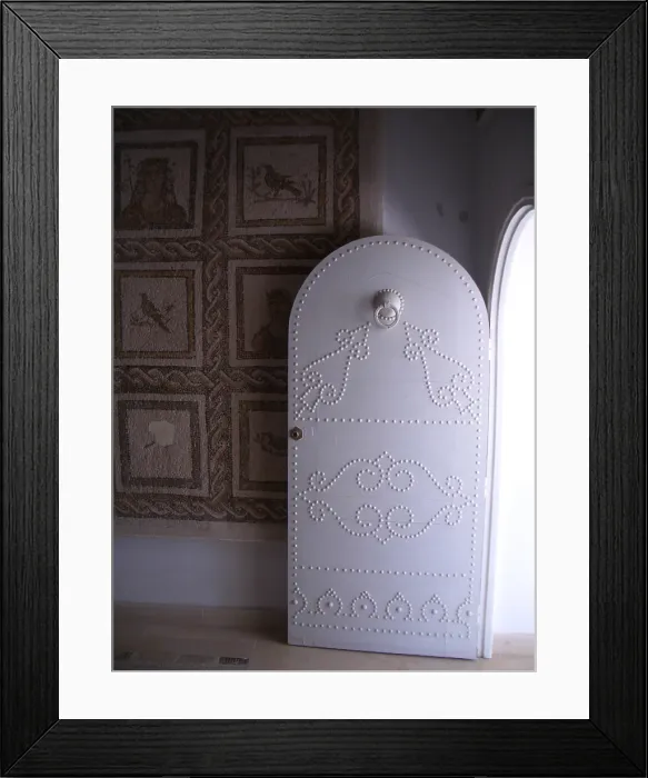 Framed Print : Studded door and mosaic, El Jem Museum, El Djem, Tunisia, 2009. Creator: Amanda Waite Framed Print : Studded door and mosaic, El Jem Museum, El Djem, Tunisia, 2009. Creator: Amanda Waite