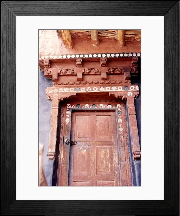 Framed Print : Door with skulls and faces, Ladakh, India, 1988. Creator: Amanda Waite Framed Print : Door with skulls and faces, Ladakh, India, 1988. Creator: Amanda Waite