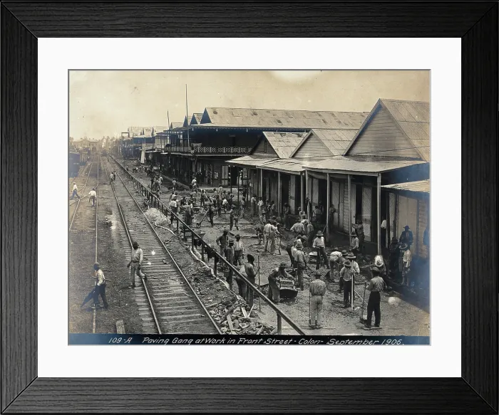 Framed Print : Colon, Panama: workers paving a street, 1906. Creator: Unknown