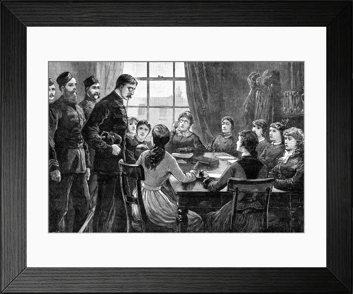 Framed Print : The State of Ireland: dispersing a Ladies Land League Meeting, 1881. Creator: William Heysham Overend. The State of Ireland: dispersing a Ladies Land League Meeting, 1881 Framed Print : The State of Ireland: dispersing a Ladies Land League Meeting, 1881. Creator: William Heysham Overend. The State of Ireland: dispersing a Ladies Land League Meeting, 1881