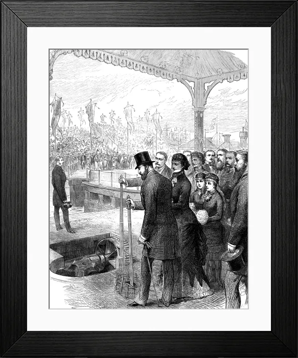 Framed Print : The Prince of Wales opening the new North Docks at Liverpool, 1881. Creator: Unknown Framed Print : The Prince of Wales opening the new North Docks at Liverpool, 1881. Creator: Unknown