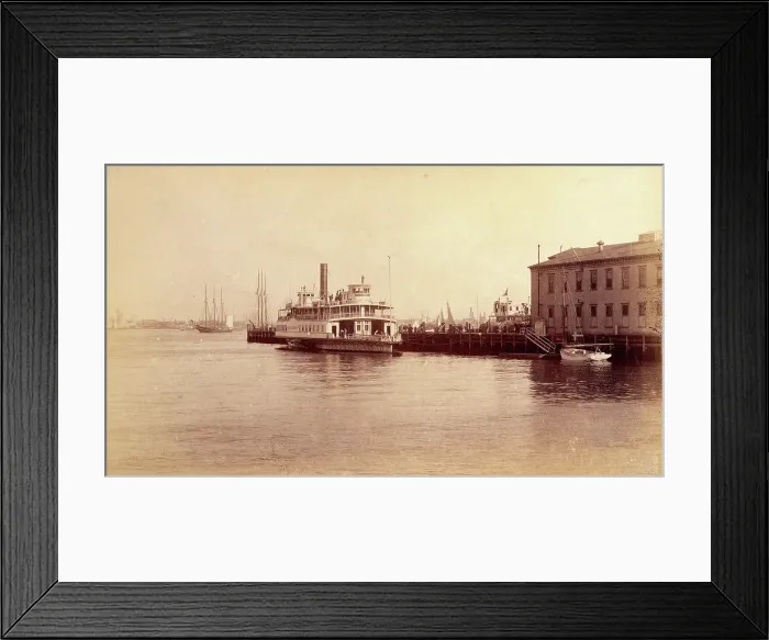 Framed Print : Bellevue Hospital, New York City: a quay on the East River near the hospital, with... 1885-1898. Creator: Unknown Framed Print : Bellevue Hospital, New York City: a quay on the East River near the hospital, with... 1885-1898. Creator: Unknown