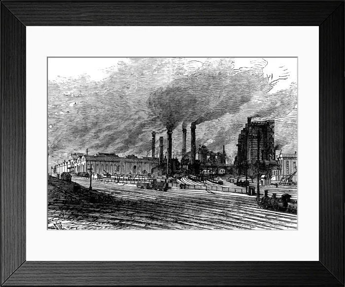 Framed Print : Iron furnaces at Middlesbrough, 1881. Creator: Unknown Framed Print : Iron furnaces at Middlesbrough, 1881. Creator: Unknown