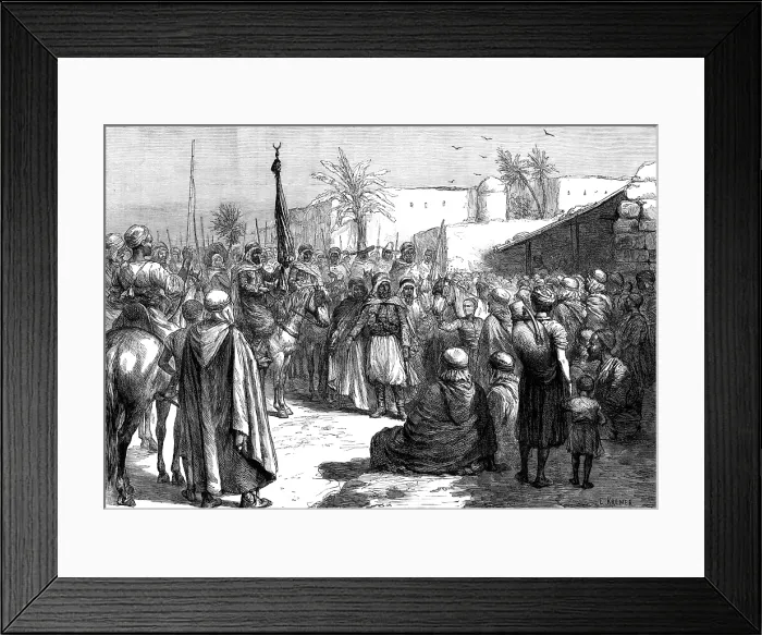 Framed Print : An Arab chief preaching the religious war in the province of Oran, Algiers, 1881. Creator: Unknown Framed Print : An Arab chief preaching the religious war in the province of Oran, Algiers, 1881. Creator: Unknown