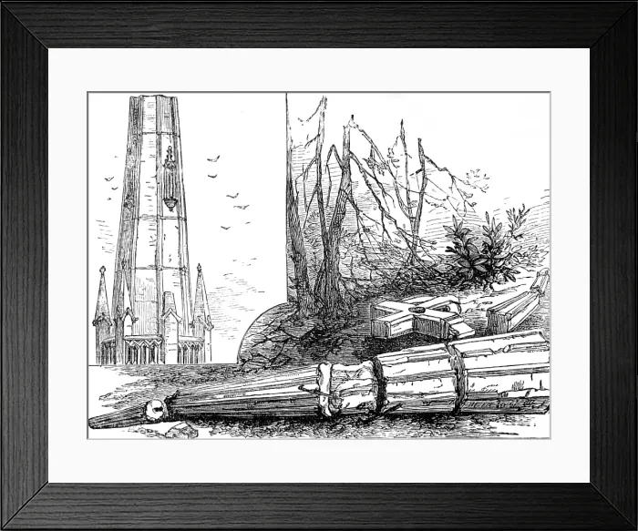 Framed Print : The Great Storm of Wind on Friday week: spire of St. Michael's Church, Blackheath, blown down, 1881. Creator: Unknown. The Great Storm of Wind on Friday week: spire of St Framed Print : The Great Storm of Wind on Friday week: spire of St. Michael's Church, Blackheath, blown down, 1881. Creator: Unknown. The Great Storm of Wind on Friday week: spire of St