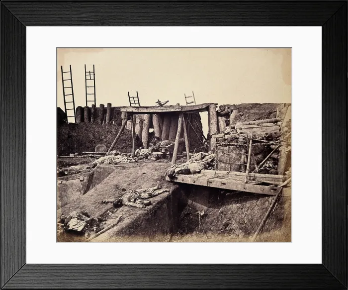 Framed Print : Taku, China: the North Fort: Chinese corpses following the capture of the fort by the Eng... 1860. Creator: Felice Beato Framed Print : Taku, China: the North Fort: Chinese corpses following the capture of the fort by the Eng... 1860. Creator: Felice Beato
