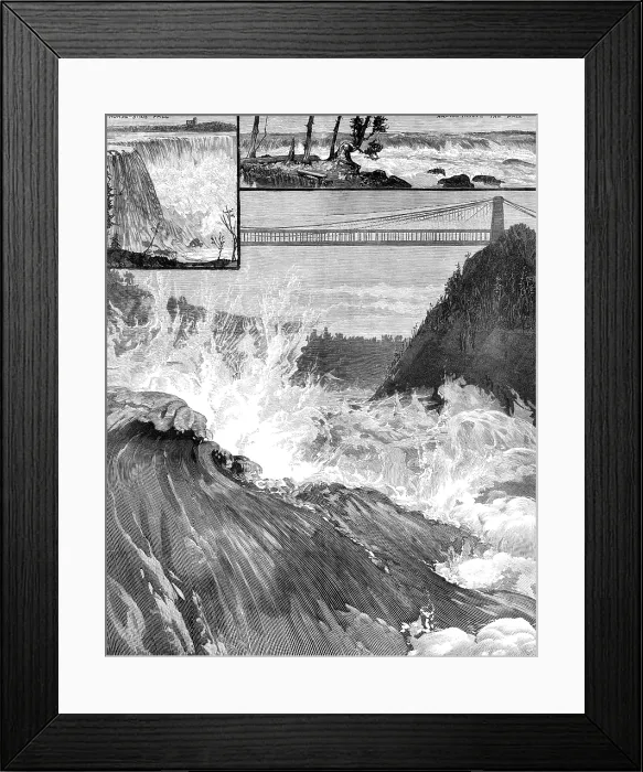 Framed Print : The Death of Captain Webb: the Whirlpool Rapids, Niagara, 1883. Creator: Unknown Framed Print : The Death of Captain Webb: the Whirlpool Rapids, Niagara, 1883. Creator: Unknown