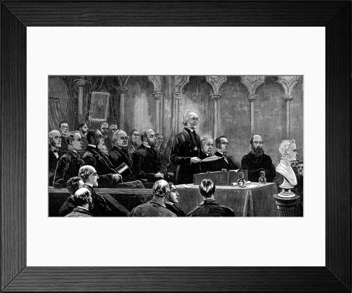 Framed Print : Dean Stanley Memorial Meeting in the Chapter House, Westminster Abbey, 1881. Creator: Unknown Framed Print : Dean Stanley Memorial Meeting in the Chapter House, Westminster Abbey, 1881. Creator: Unknown