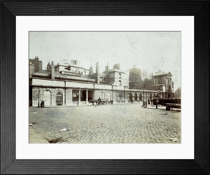 Framed Print : St Bartholomew's Hospital, London: the entrance to Surgery House, c1890. Creator: Unknown. St Bartholomew's Hospital, London: the entrance to Surgery House, c1890 Framed Print : St Bartholomew's Hospital, London: the entrance to Surgery House, c1890. Creator: Unknown. St Bartholomew's Hospital, London: the entrance to Surgery House, c1890
