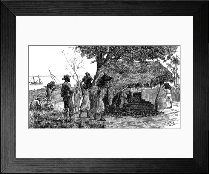 Framed Print : The Slave Trade on the East Coast of Africa: coaling station for... H.M.S. London, at Funzi... 1881 Creator: W. B. W Framed Print : The Slave Trade on the East Coast of Africa: coaling station for... H.M.S. London, at Funzi... 1881 Creator: W. B. W