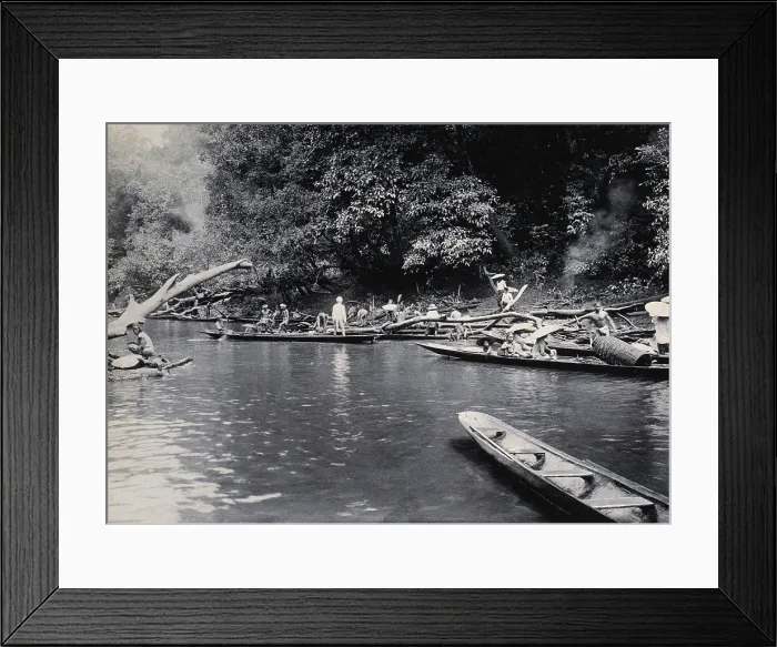Framed Print : Sarawak: a Malaysian tribe fishing on the Baram River, c1900. Creator: Unknown Framed Print : Sarawak: a Malaysian tribe fishing on the Baram River, c1900. Creator: Unknown